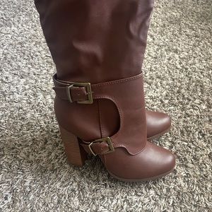 Charlotte Russe heather brown heel boots Size 7